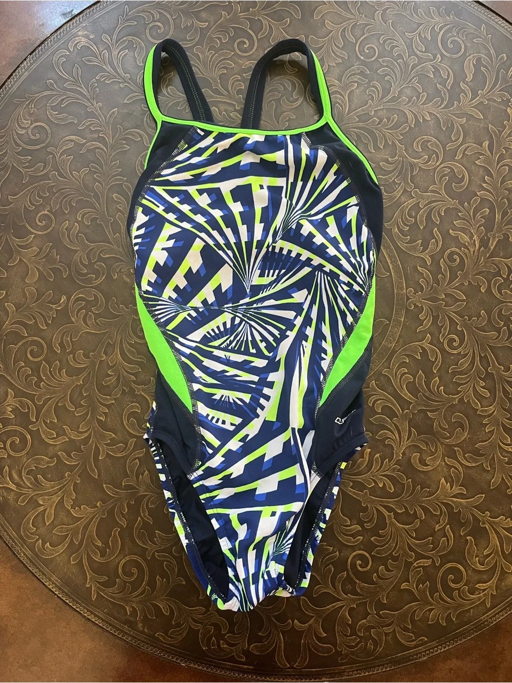 Girls' Dolfin Abstract Navy & Lime One-Piece Swimsuit